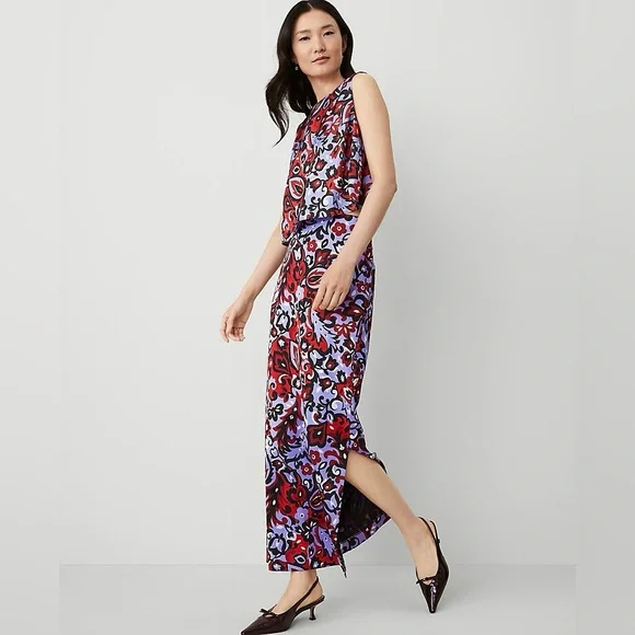 ANN TAYLOR NWT XXL Paisley Tank in Iconic Red • Floral Sleeveless Shell Top - Picture 9 of 11